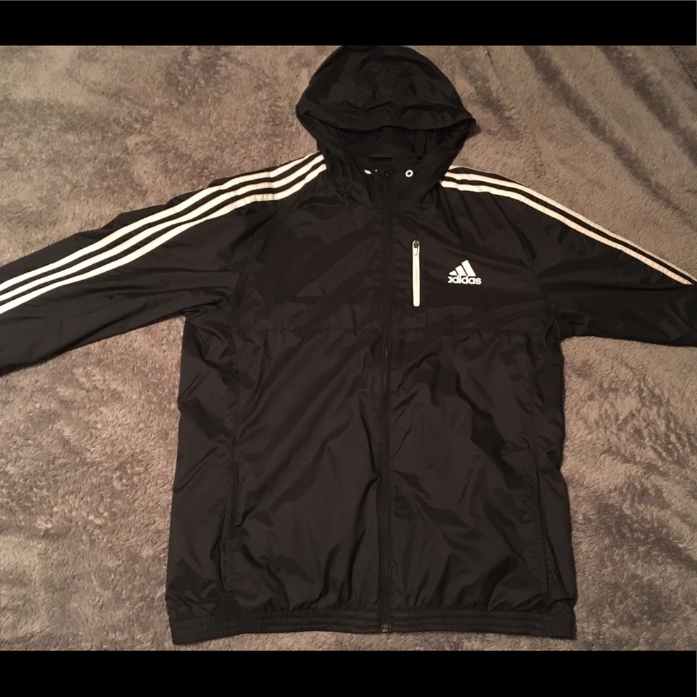 Adidas Black and White Windbreaker